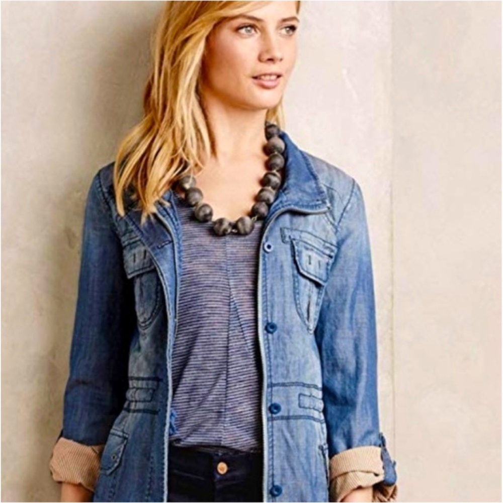 Anthropologie Marrakech Light Blue Jean Jacket size small
